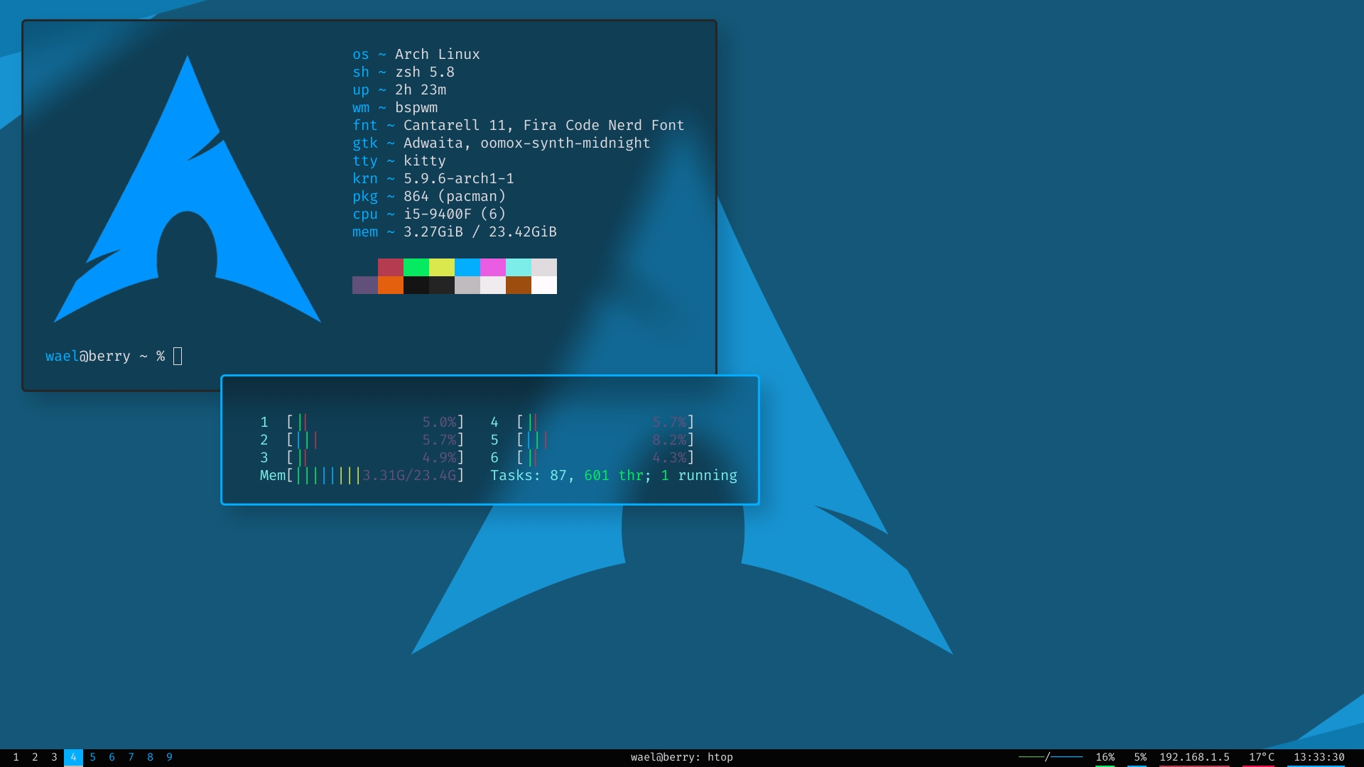 neofetch of bspwm arch
