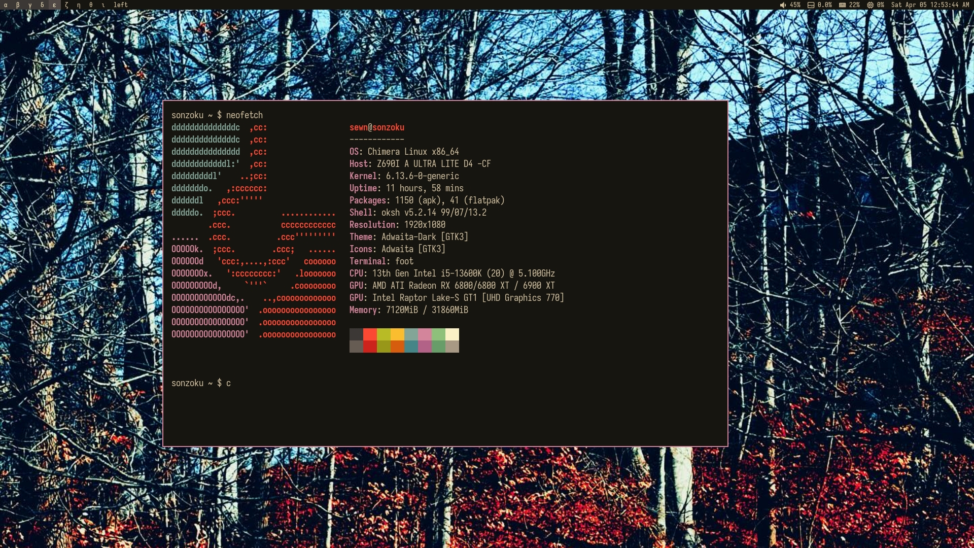 showcase of a modern chimera desktop