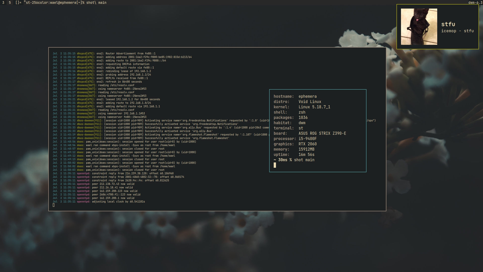 screenshot of dwm void with scripting